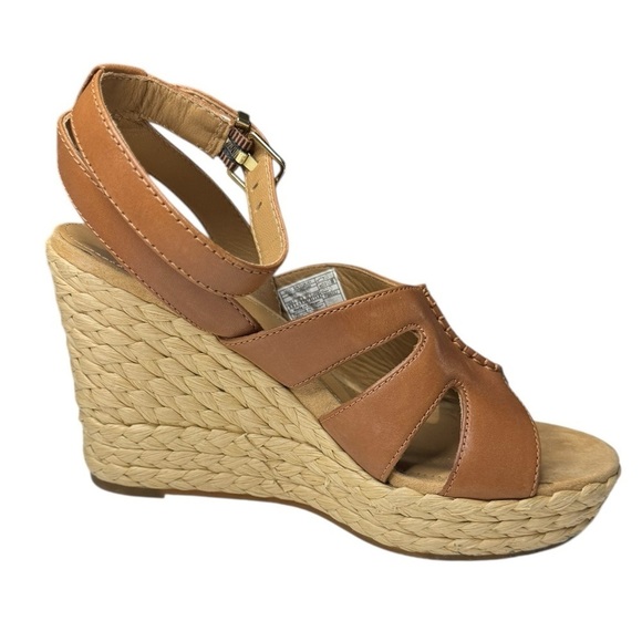 UGG Careena Wedge Heeled Sandals Chestnut Leather - Picture 7 of 10